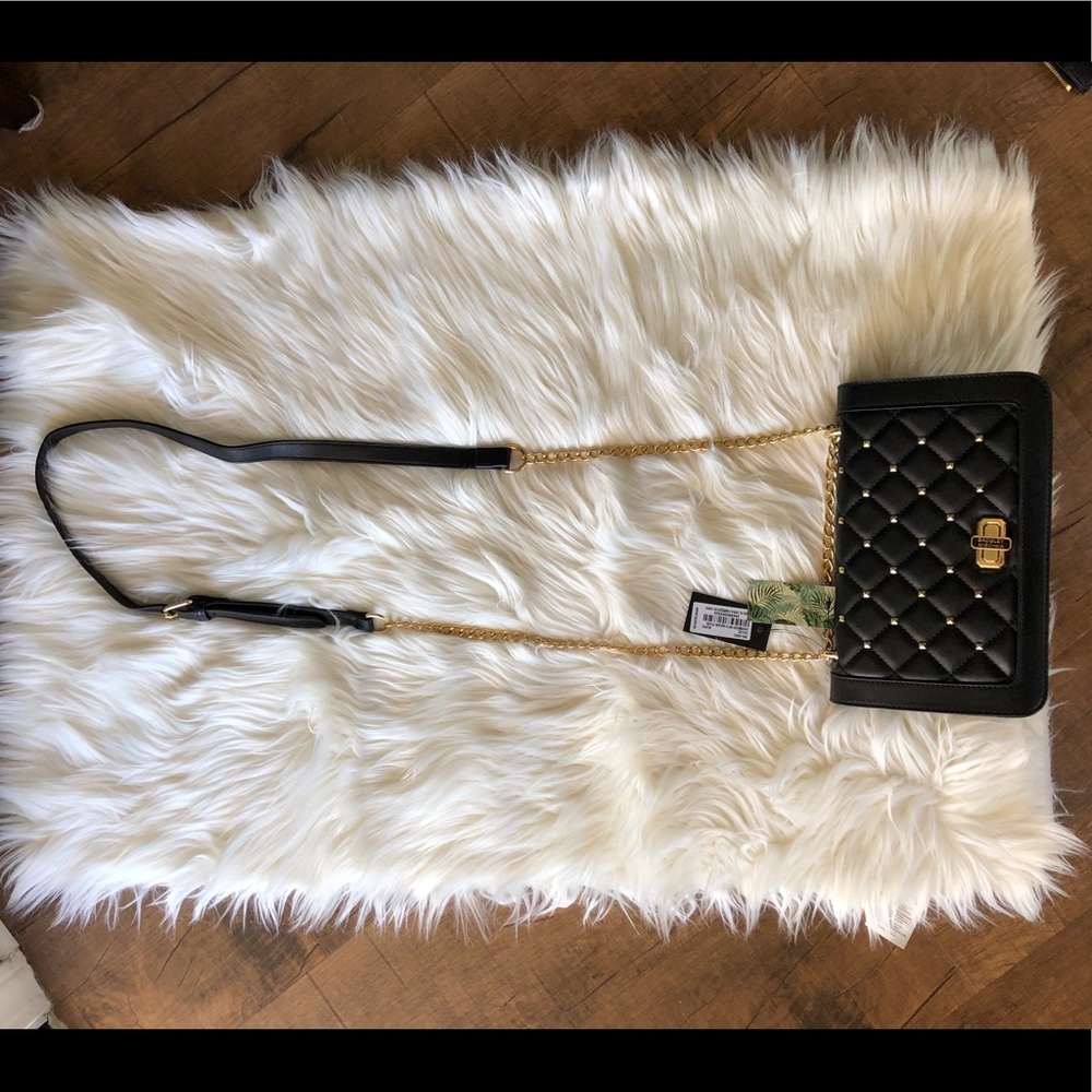 Badgley Mischka Black Studded Vegan Lthr Purse - Picture 11 of 12